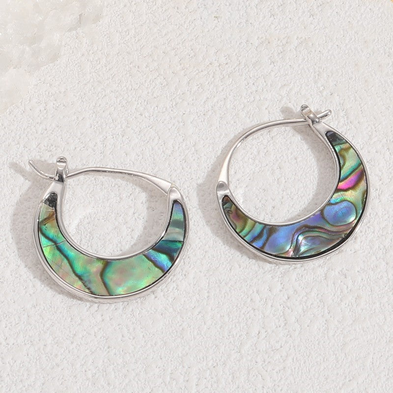 Wholesale Shell Moon Simple Copper Plated 14K Real Gold Earrings